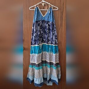 Jaded Gypsy Tiered Maxi Sun Dress With Crochet Accent Trim Size Large/XL